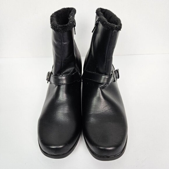 Khombu Madison Black Faux Leather/Fur Lined Winter Heel Boot 9.5 - Picture 2 of 10